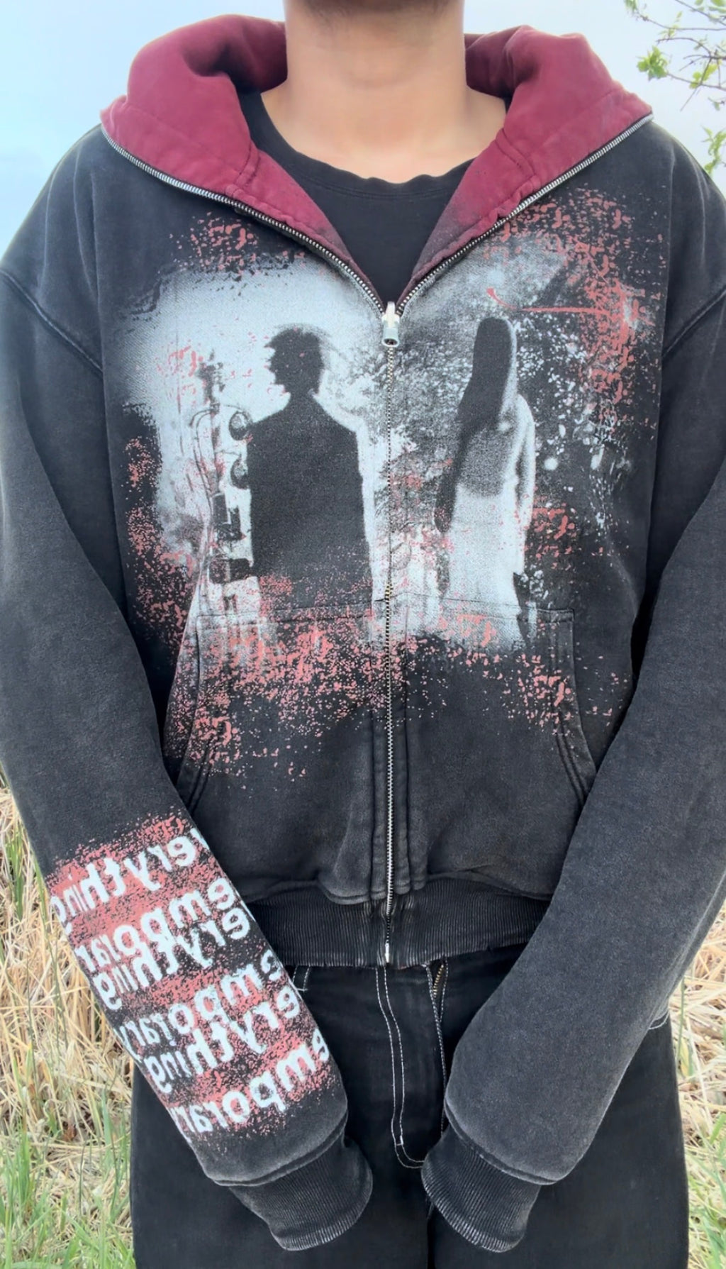 "Everything's Temporary" - Reversible zip-up