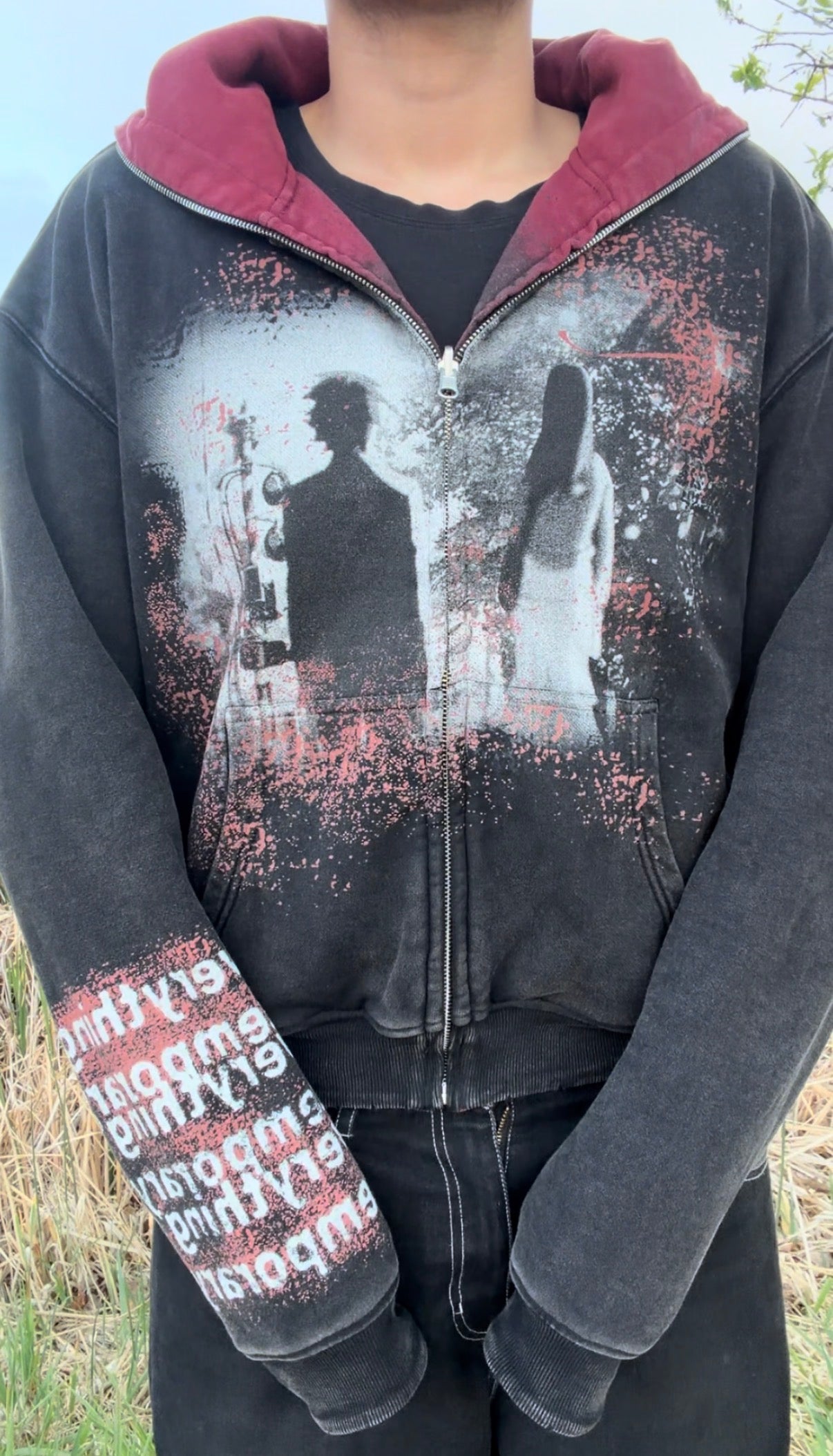 "Everything's Temporary" - Reversible zip-up