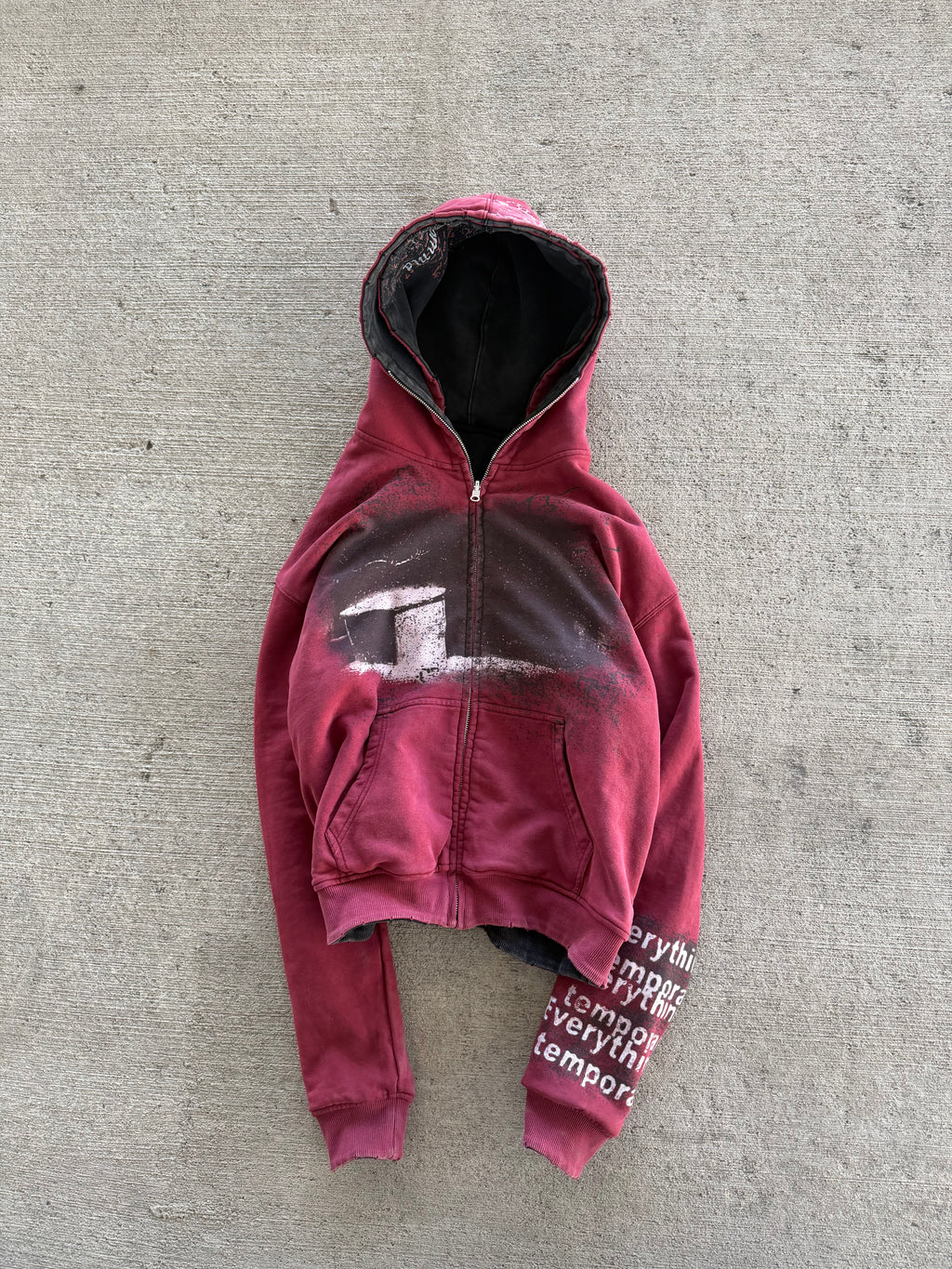 "Everything's Temporary" - Reversible zip-up