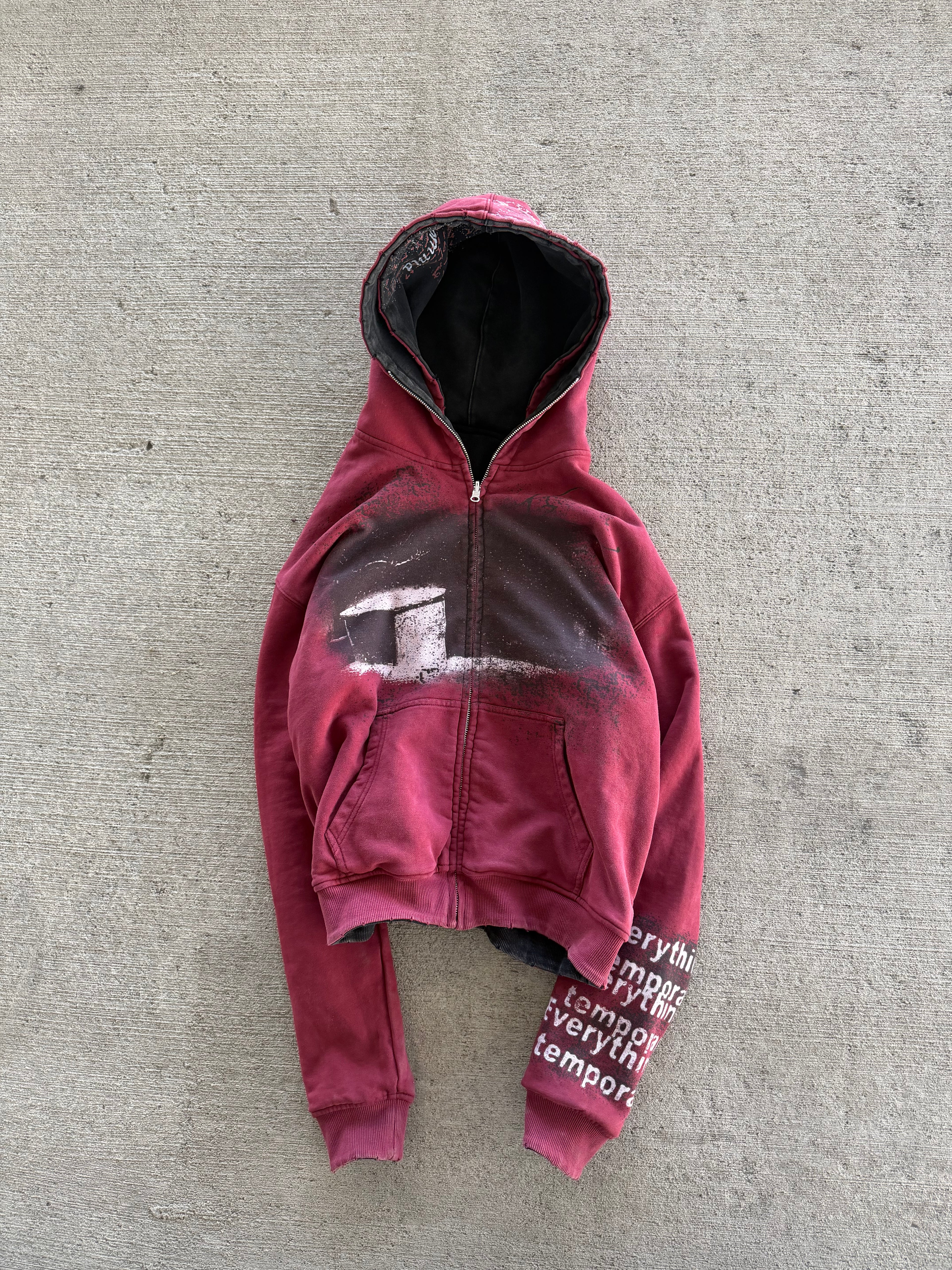 "Everything's Temporary" - Reversible zip-up