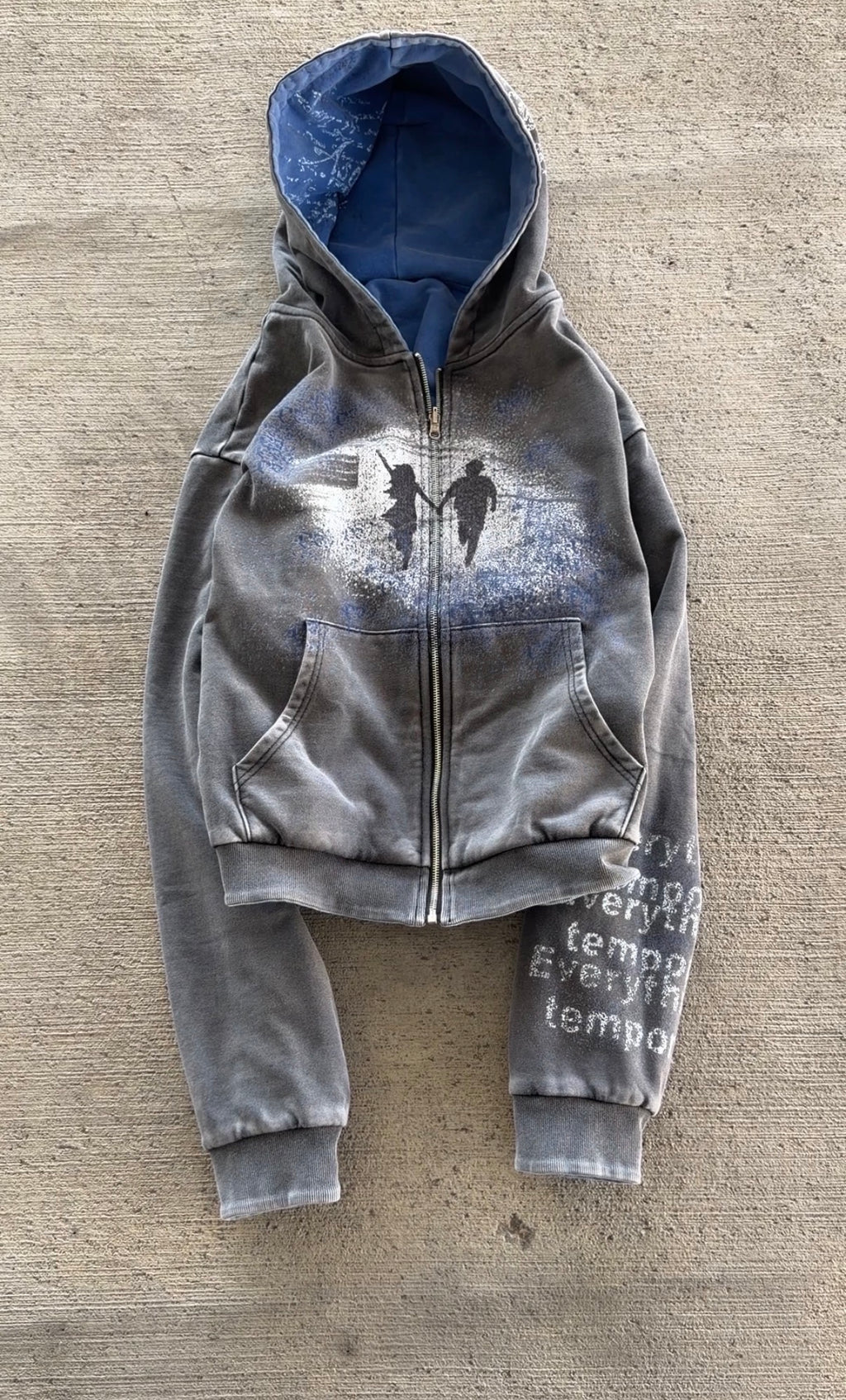 "Everything's Temporary" - Reversible zip-up