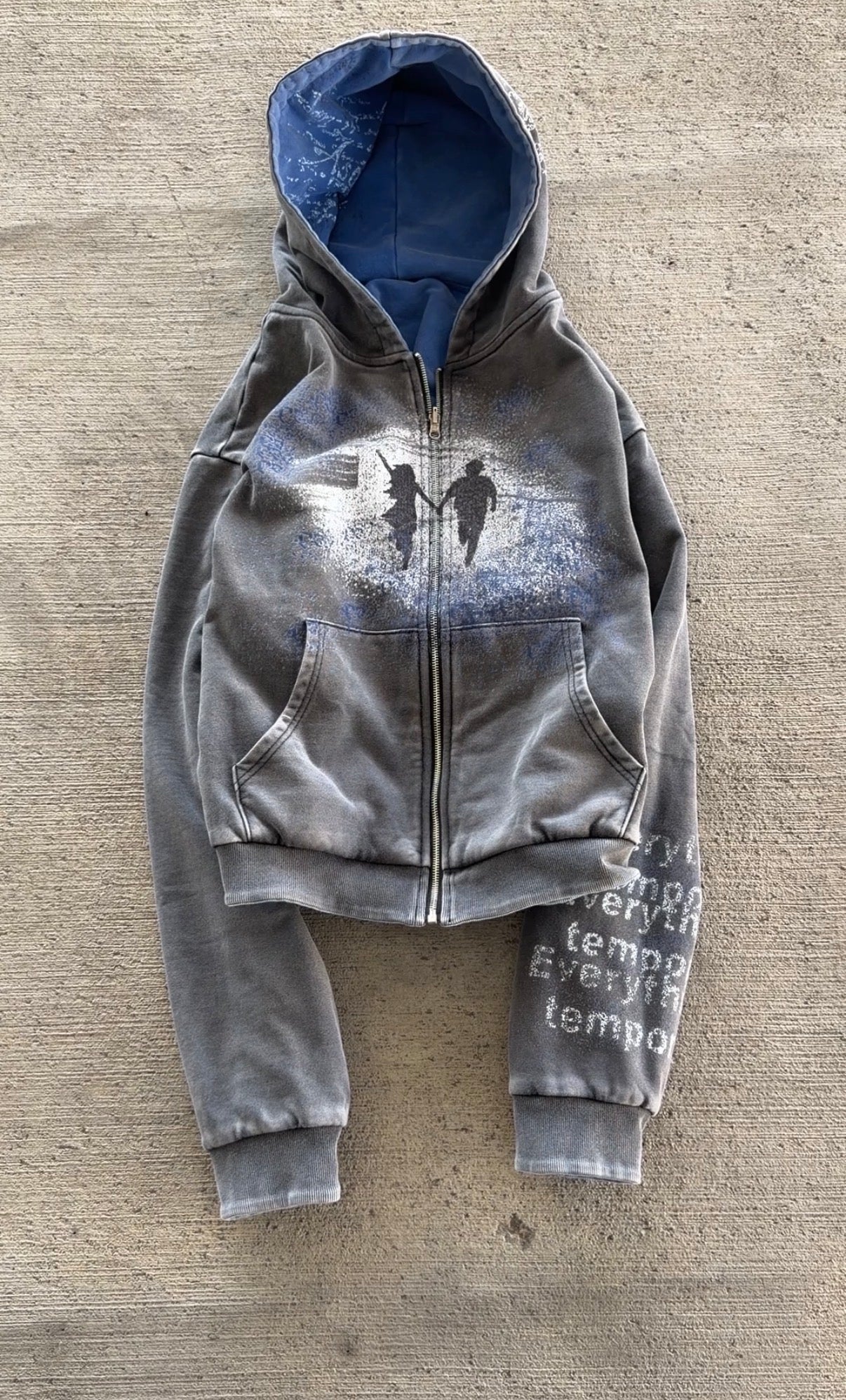 "Everything's Temporary" - Reversible zip-up