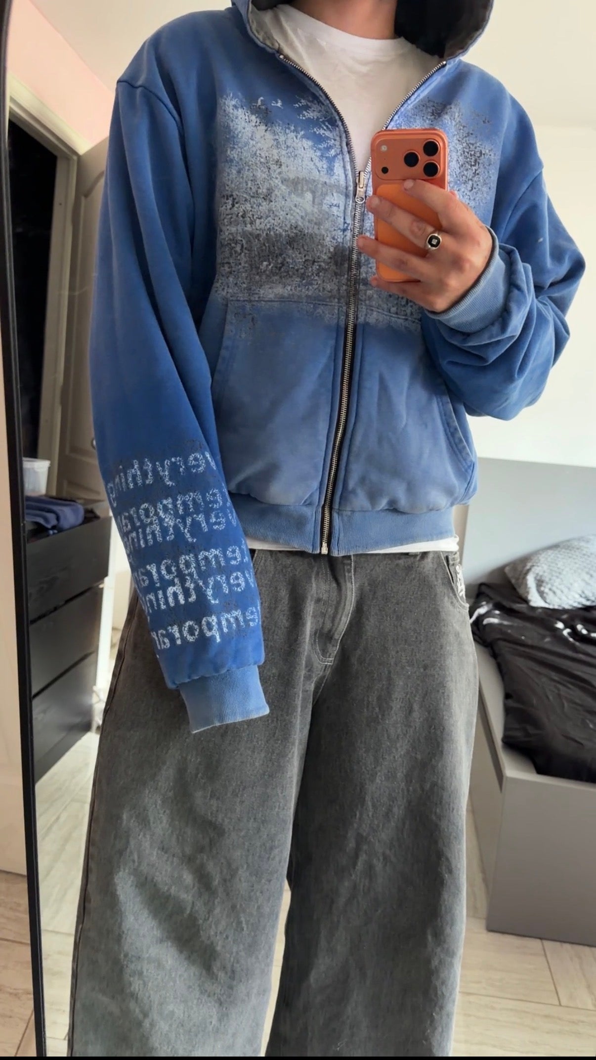 "Everything's Temporary" - Reversible zip-up